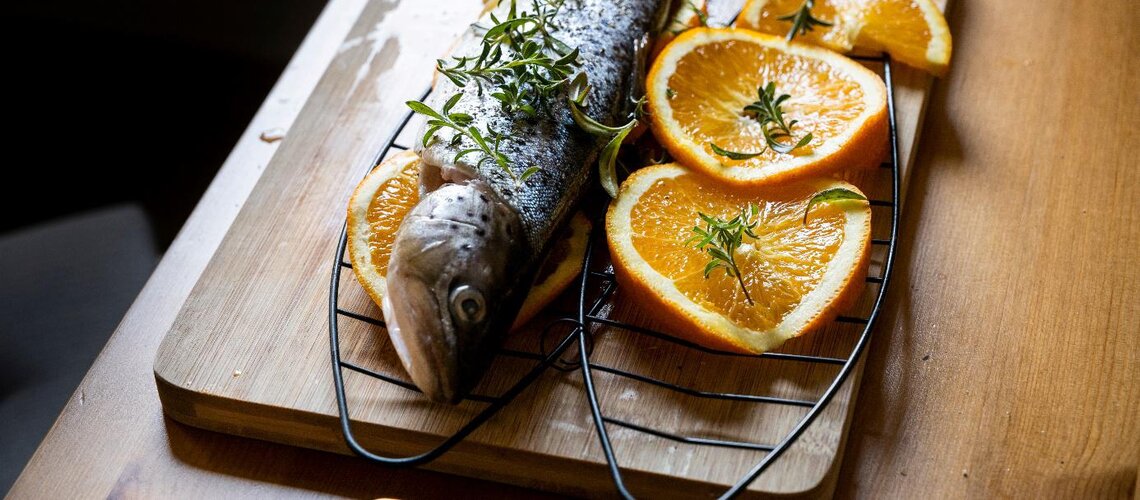 grilled salmon trout with orange blossom honey