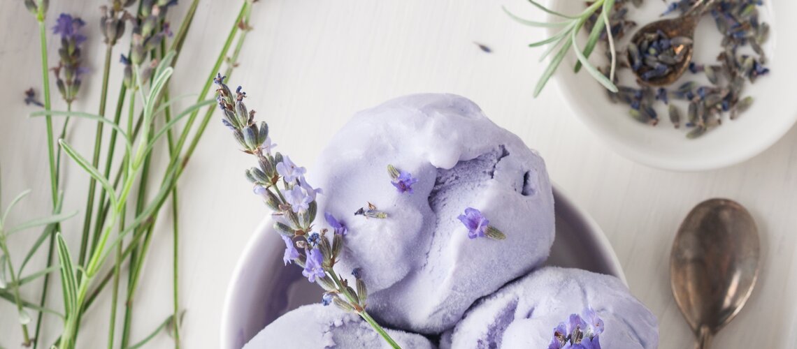 Creamy lavender ice cream